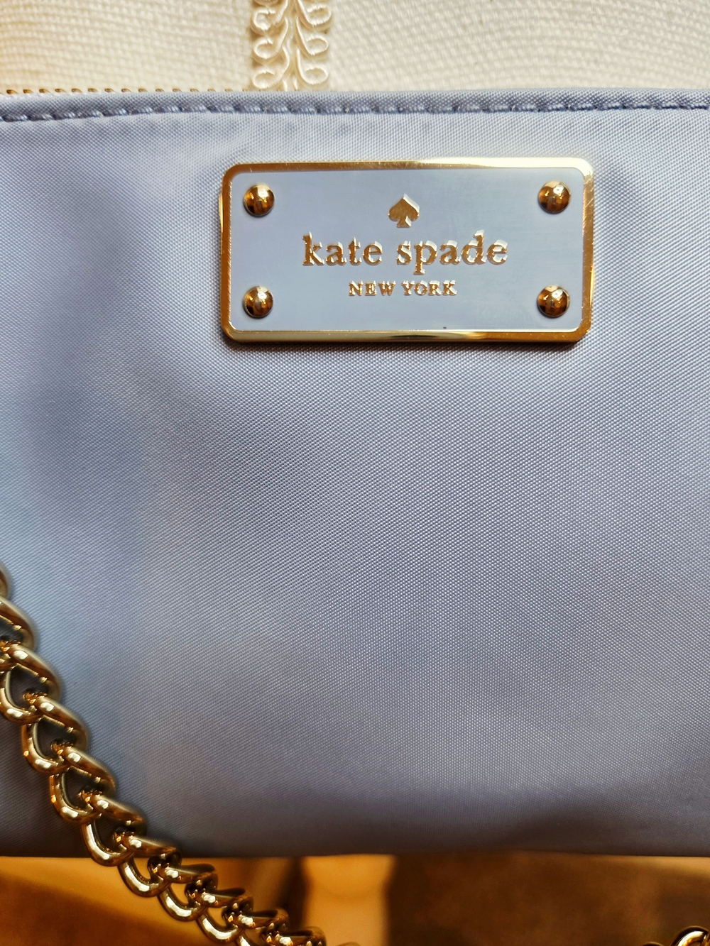 Kate Spade Convertible Crossbody Nylon Purse Baby Blue Baguette Demi Pochette - Picture 7 of 16